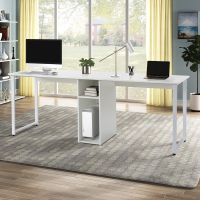 Free shipping Home Office 2-Person Desk, Large Double Workstation Desk, Writing Desk with Storage,White