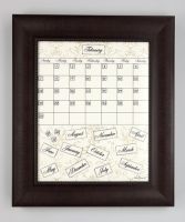 Organizer, Dry Erase Calendar Board Framed Brown Medium Contrast Home and Office organization