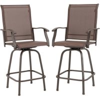 2 Pieces Patio 360 Rotation Swivel Bar Stool Set