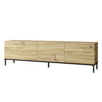 DunaWest Carl 67 Inch Wood and Metal TV Console Entertainment Media Center with Cabinet Doors, Natural
