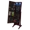 European-style retro with full-length mirror wooden vertical jewelry cabinet with LED lights