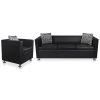 Sofa Set Armchair and 3-Seater Black Faux Leather