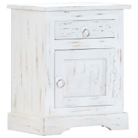 Bedside Cabinet White 15.7"x11.8"x19.6" Solid Mango Wood