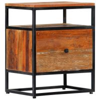 Bedside Cabinet 15.8"x11.8"x19.7" Solid Reclaimed Wood and Steel