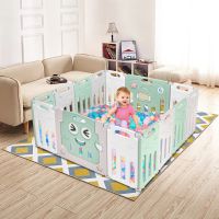 Foldable Baby 14 Panel Playpen Activity Safety Play Yard Foldable Portable HDPE Indoor Outdoor Playards Fence RT