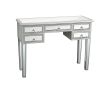 Mirrored Desk Console Table,Unique Modern Decorative Design Mirrored Desk Home Console Table Bedroom Vanity Make-up Table with 5 Drawer,Silver