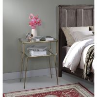 Rhodie End Table in Antique Gold, Mirror & Clear Glass