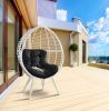 Galzed Patio Lounge Chair, Black Fabric & White Wicker