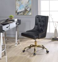 Purlie Office Chair in Black PU & Gold YJ
