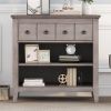 Vintage Storage Nightstand with 1 Drawer and 2 Open Shelves; Charging Design