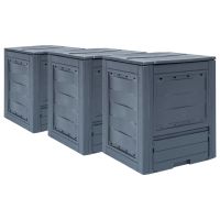 Garden Composters 3 pcs Gray 23.6"x23.6"x28.7" 206.1 gal