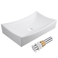 Rectangle White Porcelain Vessel Sink 655mm Long