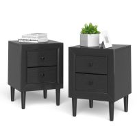 2PCS Nightstand W/2 Drawer Multipurpose