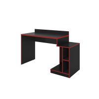 DunaWest Wooden Rectangular Home Office Computer Gaming Desk, Black and Red