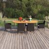 7 Piece Patio Dining Set Poly Rattan Black