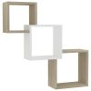 Cube Wall Shelves White and Sonoma Oak 33.3"x5.9"x10.6" Chipboard