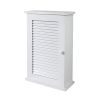 Wall Mounted Cabinet;  Hanging Medicine Cabinet with 3 Tiers;  Single Louvered Door;  Floating Cupboard for Home Bathroom Bedroom;  White