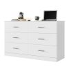 6 drawer white double dresser;  living room wood storage with easy pull out handles;  bedroom chest of drawers