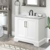 Single Solid Wood Bathroom Vanity Set, with Drawers, Carrara White Marble Top, 3 Faucet Hole, CARRIER SUGGEST LTL, Not UPS/FEDEX GROUND