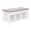 Lift Top Coffee Table Modern Furniture Hidden Compartment and Lift Tabletop Brown/White RT