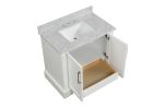 Single Solid Wood Bathroom Vanity Set, with Drawers, Carrara White Marble Top, 3 Faucet Hole, CARRIER SUGGEST LTL, Not UPS/FEDEX GROUND