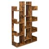 12-Shelf Bookcase, Modern Tree Bookshelf Book Rack Display Shelf Storage Organizer for CDs, Records, Books, Home Office Deco(Vintage)