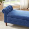 Navy Blue Multifunctional Storage Rectangular Sofa Stool