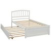 Twin size Platform Bed Wood Bed Frame with Trundle; White RT