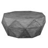 Ashton 34 inch Coffee Table with Diamond facet - Wooden Frame; Gray; DunaWest