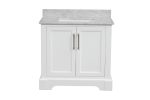 Single Solid Wood Bathroom Vanity Set, with Drawers, Carrara White Marble Top, 3 Faucet Hole, CARRIER SUGGEST LTL, Not UPS/FEDEX GROUND