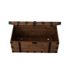 Blake 41 Inch Reclaimed Wood Trunk Coffee Table; Iron Rivets and Caster Wheels; Brown; Black; DunaWest