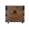 Blake 41 Inch Reclaimed Wood Trunk Coffee Table; Iron Rivets and Caster Wheels; Brown; Black; DunaWest