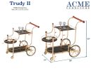 Lacy Serving Cart; Gold Plated; Cherry Wood & Black Glass YF