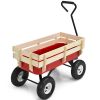 Outdoor Pulling Garden Cart Wagon with Wood Railing