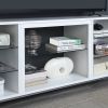 Manhattan Comfort Brighton 60" TV Stand with Glass Shelves and Media Wire Management in White