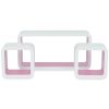 3 White-Pink MDF Floating Wall Display Shelf Cubes Book/DVD Storage