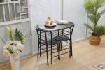 3 Pieces Kitchen Table Set; Couple Dining Round Table Set with Metal Frame and Shelf Storage; Home Breakfast Table; 3 Piece Kitchen Table Set RT