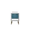 Manhattan Comfort Liberty 23.62 Bathroom Vanity with Sink and 2 Shelves in White and Aqua Blue