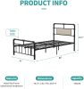 mecor Twin Size Reinforced Metal Bed Frame / Classic Design / Vintage Headboard Footboard / Premium Heavy Duty Steel Slat Support - Twin, Black--YS