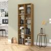 Valerie 69 Inch Wood Bookcase; 12 Shelves; Handcrafted; Grain Details; Walnut Brown; DunaWest