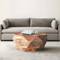 Diamond Shape Acacia Wood Coffee Table With Smooth Top; Natural Brown