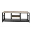 Industrial TV Stand with Metal Mesh Fit up to 55" TVs, 2-Tier Open Storage TV Cabinet