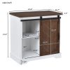 Bathroom Storage Cabinet; Freestanding Accent Cabinet; Sliding Barn Door; Thick Top; Adjustable Shelf; White and Brown