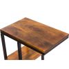 Iron Framed Mango Wood Accent Table with Lower Shelf, Brown