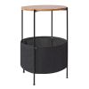 Round Side Table with Storage Basket Small End Table Nightstand with Fabric Storage for Living Room Bedroom Home Office XH