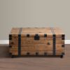 Blake 41 Inch Reclaimed Wood Trunk Coffee Table; Iron Rivets and Caster Wheels; Brown; Black; DunaWest