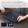 F&R Glass Vessel Bathroom Sink, Tempered Glass Vessel Sink Rectangular Bowl, Above Counter Handmade Blue Bathroom Sinks Vanity Basin Bowl, Matte Gray