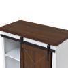 Bathroom Storage Cabinet; Freestanding Accent Cabinet; Sliding Barn Door; Thick Top; Adjustable Shelf; White and Brown