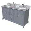 61 inches bathroom stone vanity top calacatta gray engineered marble color with undermount ceramic sink and 3 faucet hole with backsplash