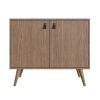 Manhattan Comfort Amber Accent Cabinet with Faux Leather Handles in Nature